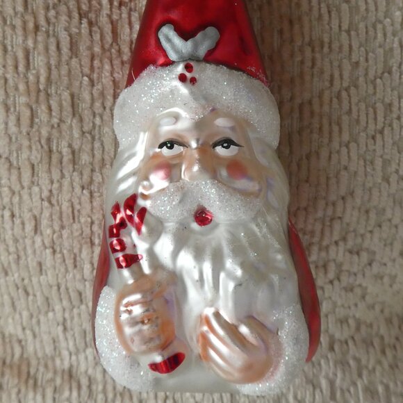 Vintage Glass Santa Christmas Ornament - Picture 5 of 7